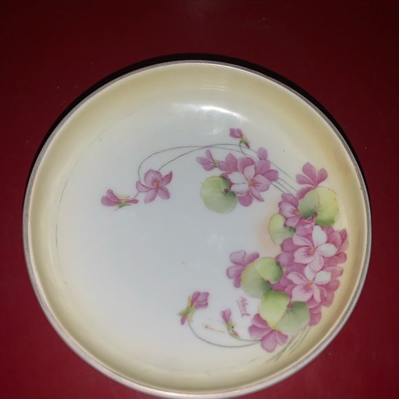 Antique PT Bavaria Studio Hand Painted Legged Floral Bowl Signed Hawk - Picture 2 of 9